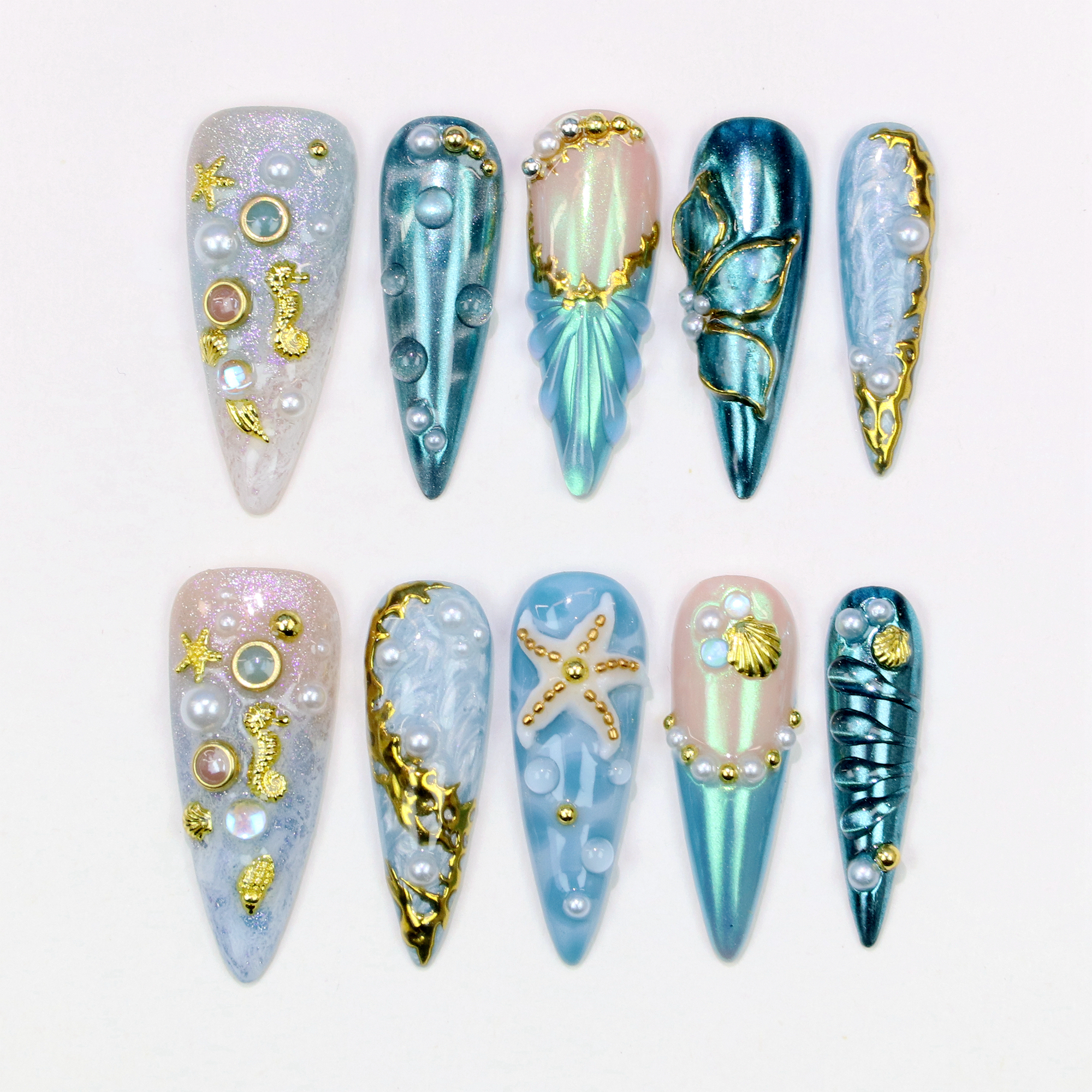 Resin Art Beach Theme - 10Pcs 3D Nature Ocean theme Long