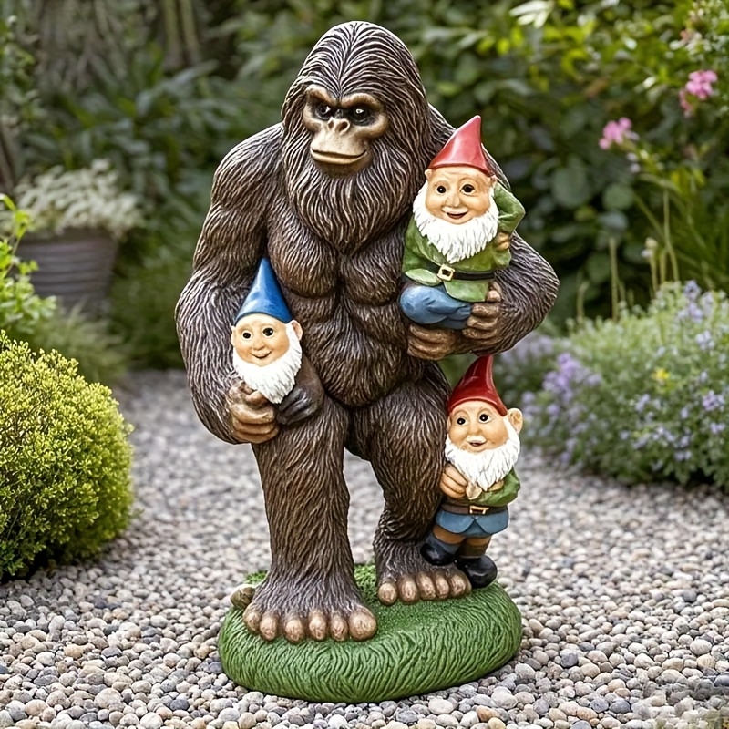 Resin Art Table Top - 1/2-Pack Garden Gnome Bigfoot Resin Statue,