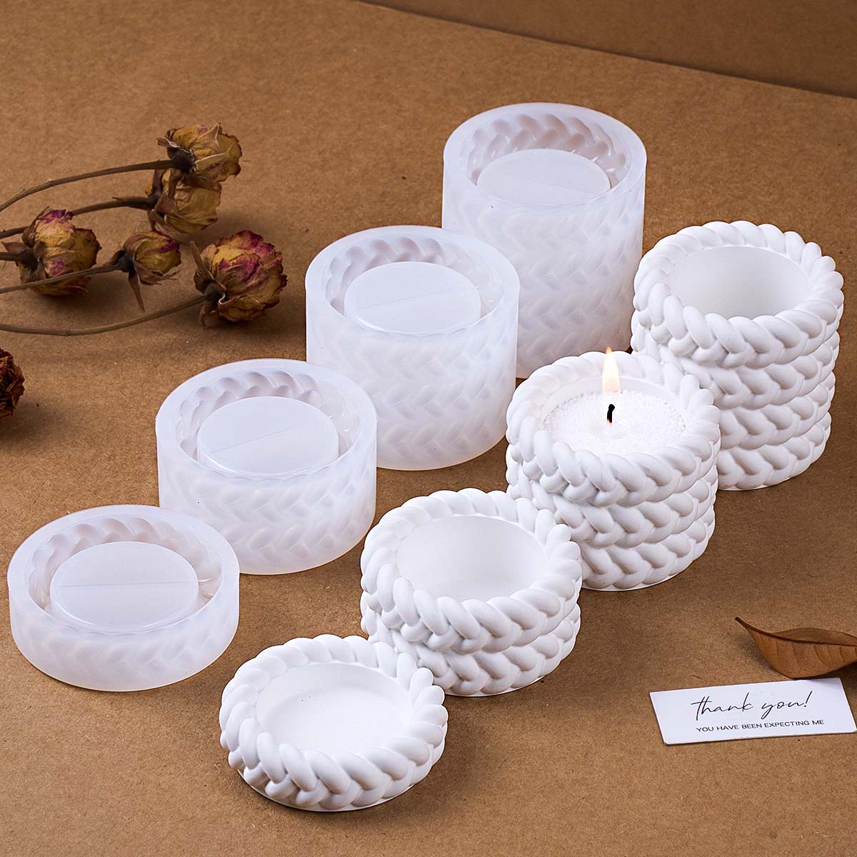 Coaster Mold Square - 1/2/3/4 Floors Hemp Rope Candle Jar