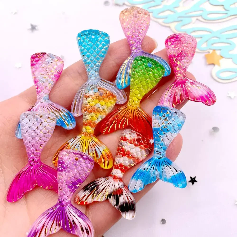 Resin Art Workshop - 10pcs Glitter Colorful Resin Mermaid Tail