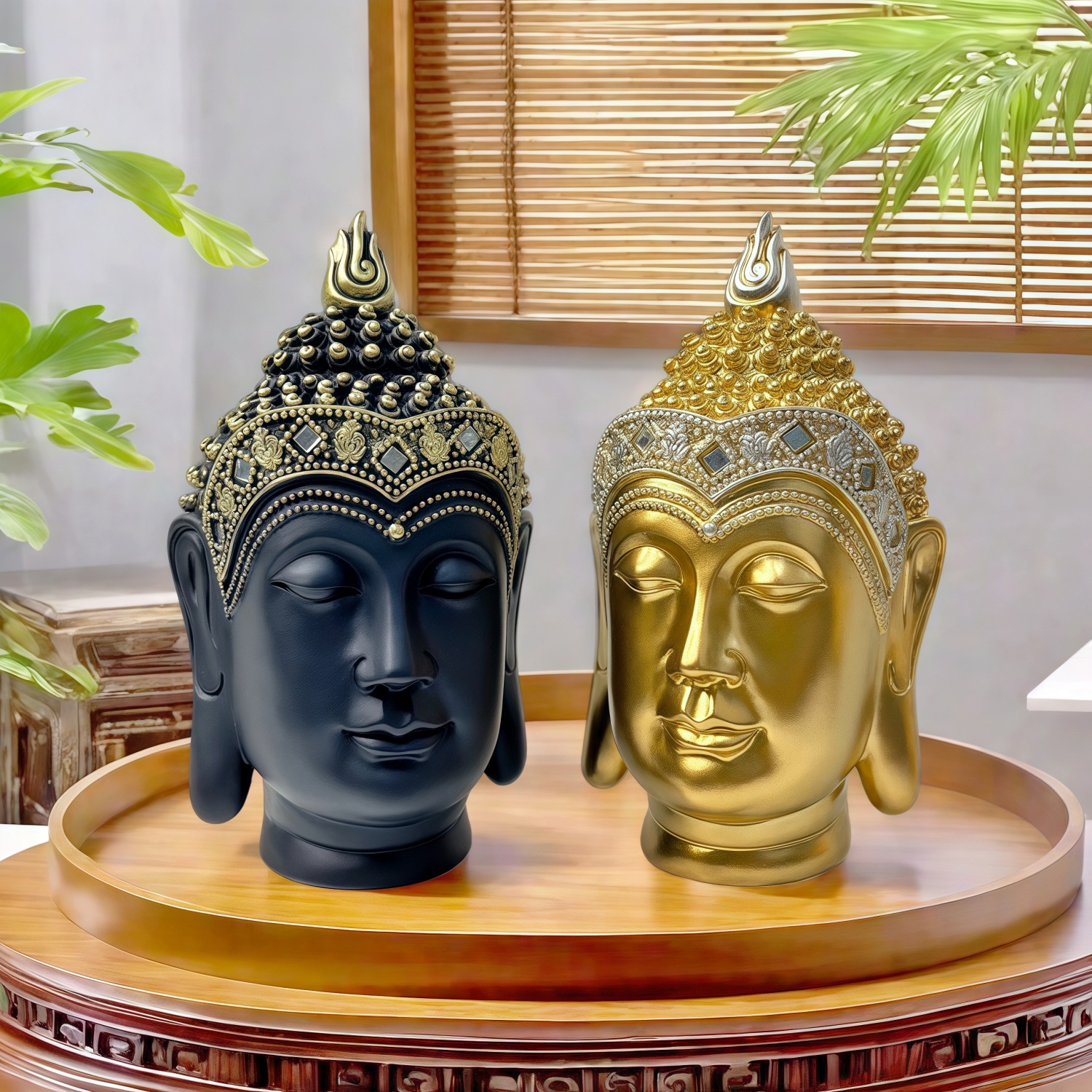 Resin Art India - Sakyamuni Buddha Head Statue Tathagata Figurine