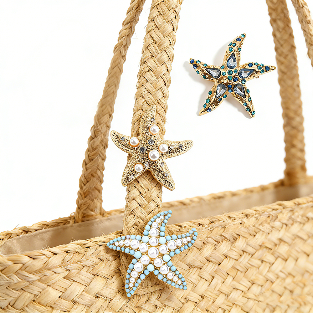 Resin Art Beach Theme - Bohemian Starfish Brooch Pins Set with