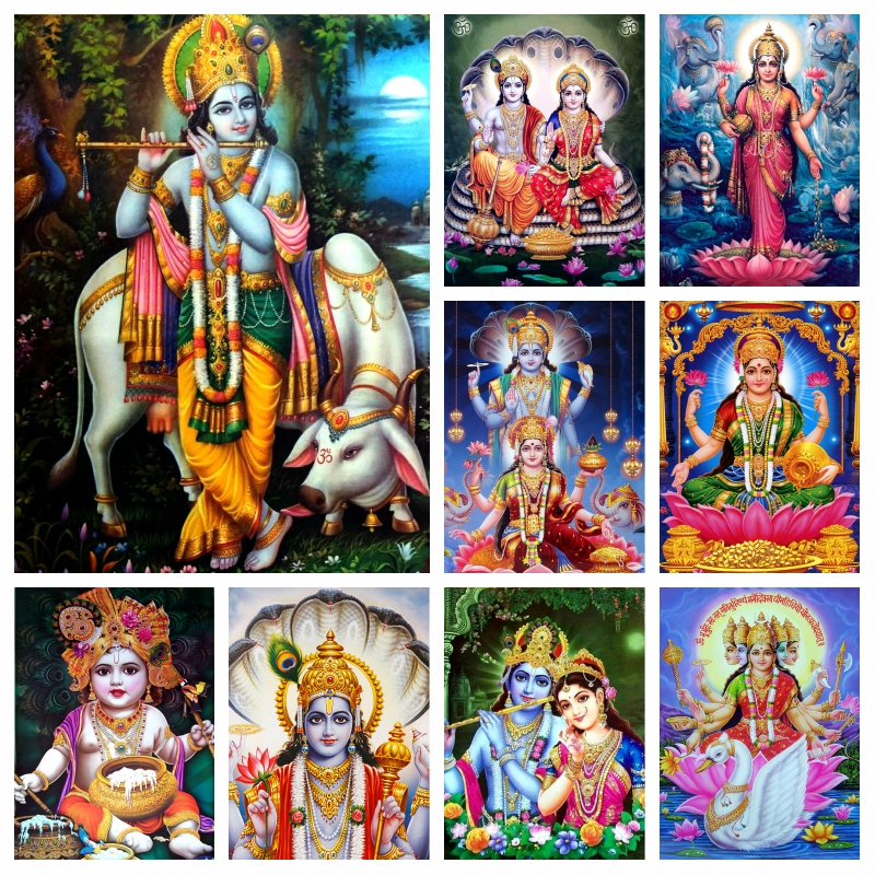 Resin Art India - India God Vishnu Holy Lakshmi Methology