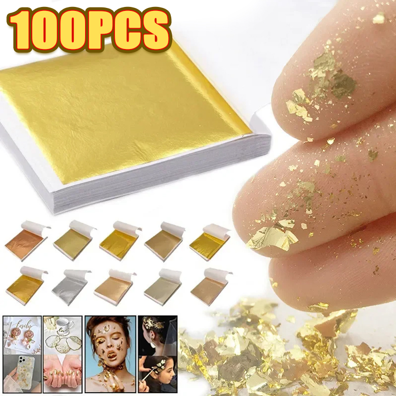 Resin Art Gift For Anniversary - 100Pcs Imitation Gold Foil Sheets 9x9cm