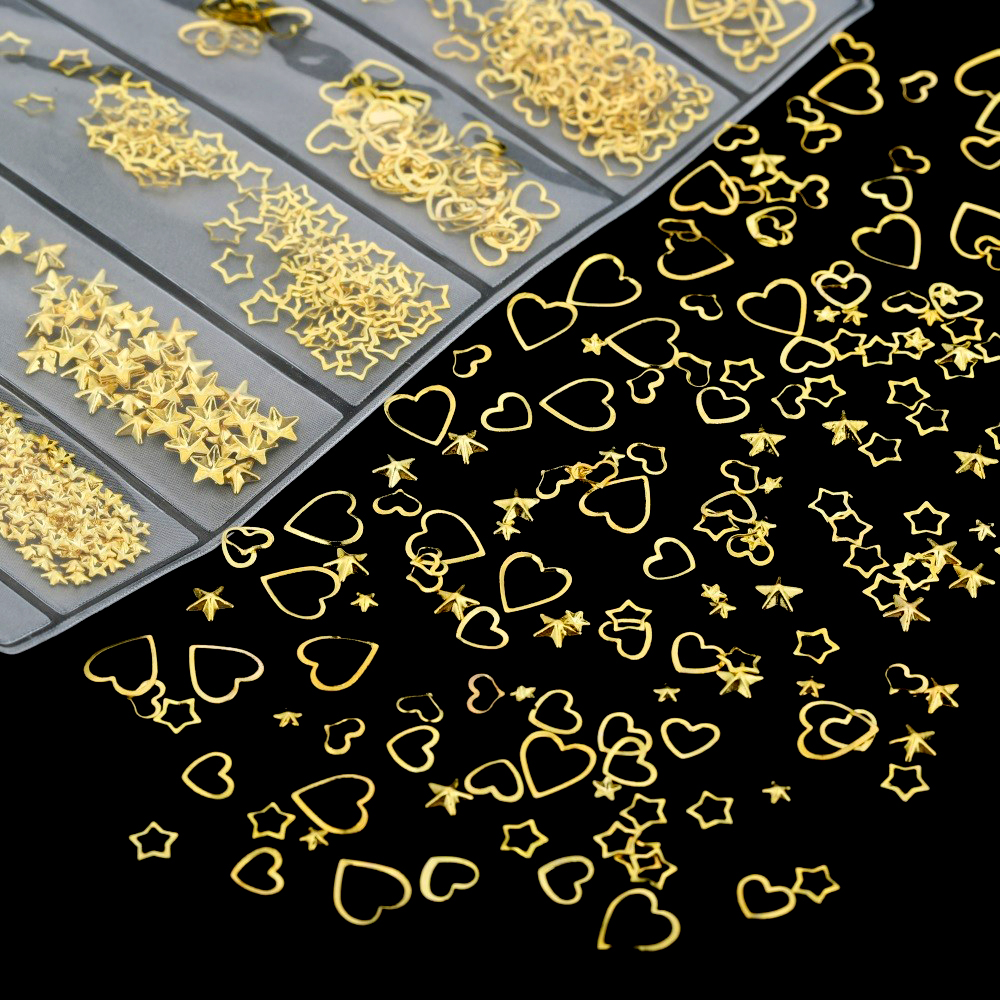 Resin Art Uv Light - Mix Glitter Metal Frame Gold Nail