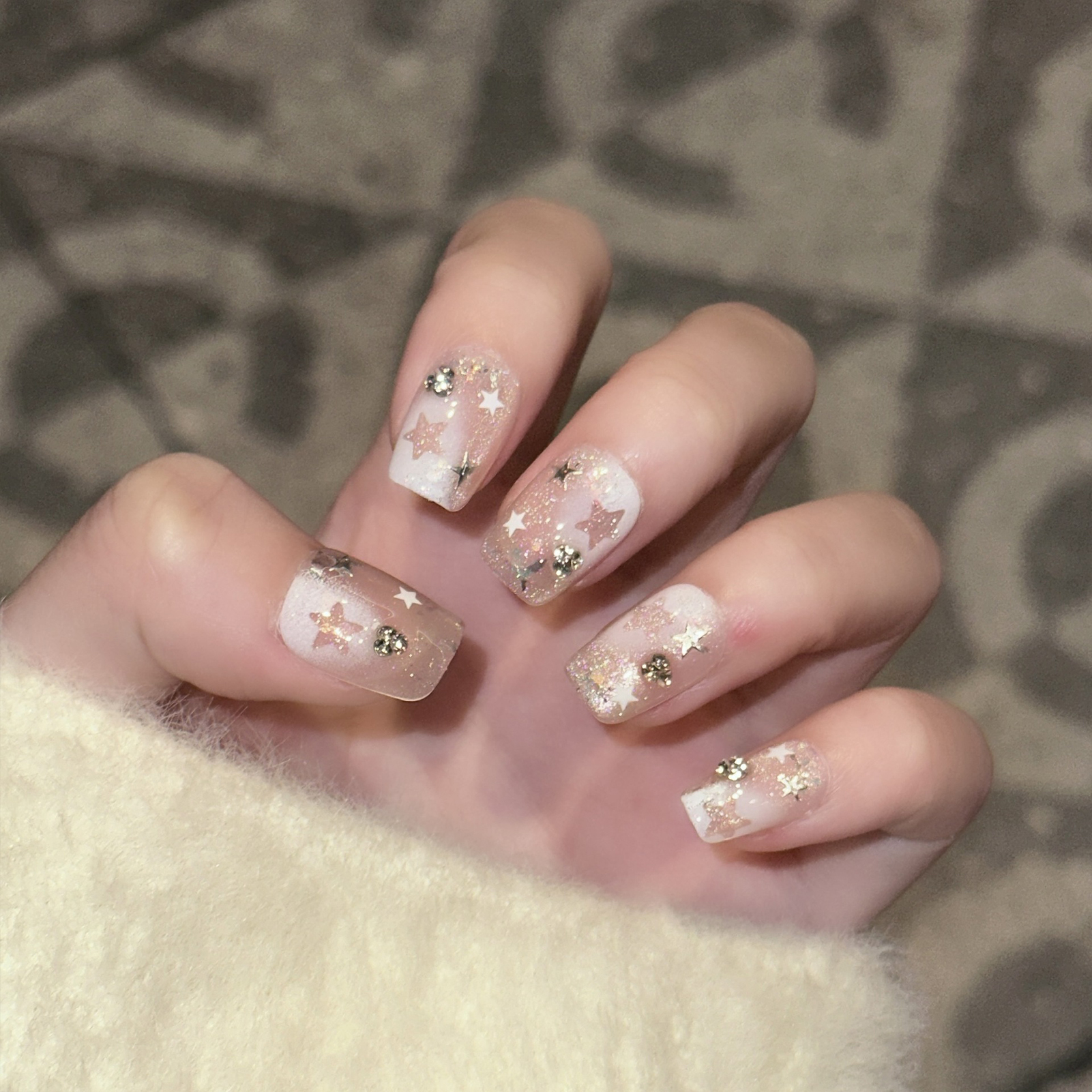 Resin Art Flower - 10PCS Short Square Fake Nails with