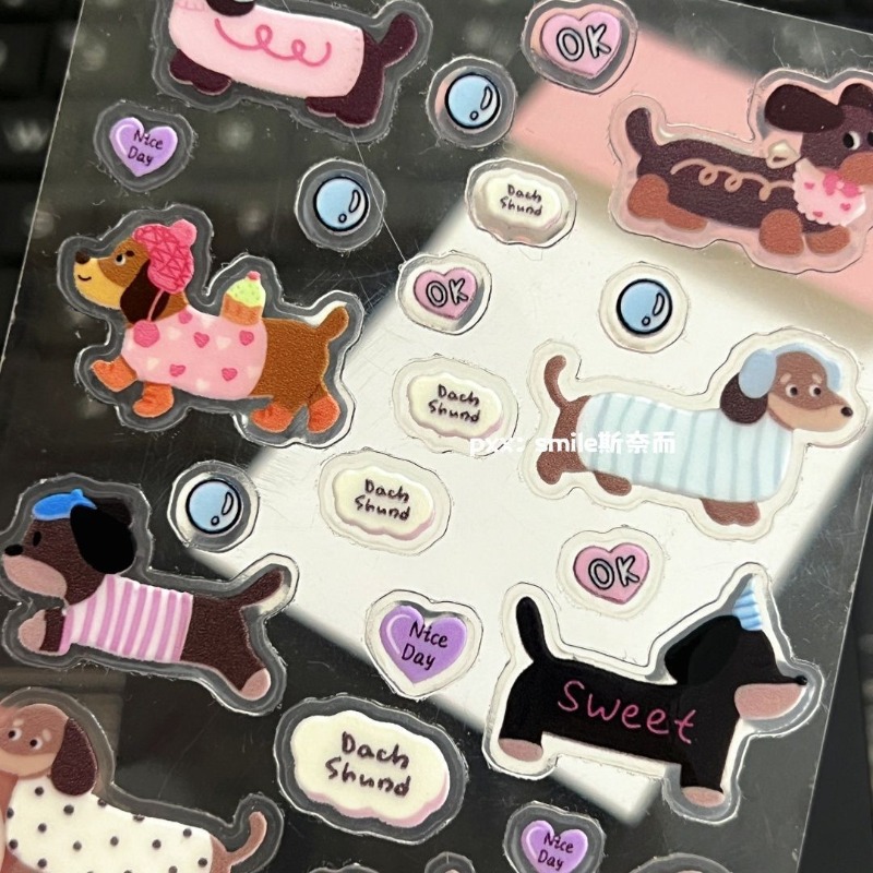 Resin Art Sticker - Cute Cartoon Dachshund 3D Jelly Stickers