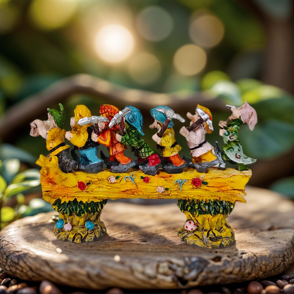 Resin Art Aesthetic - Cute Seven Dwarfs Stump Statue, Resin
