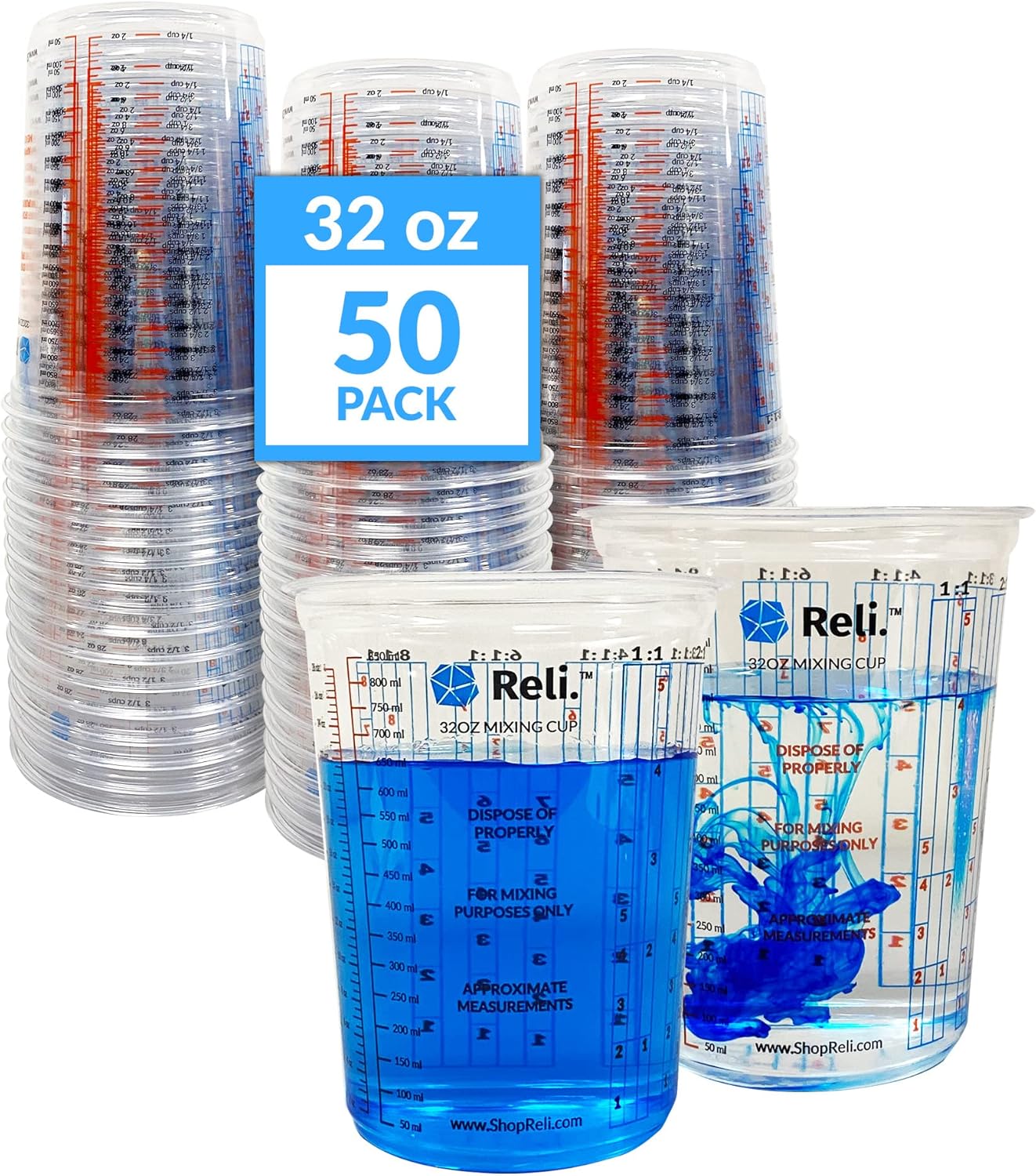 Resin Mixing Cup - 50 Pcs 32oz Disposable Paint Mixing