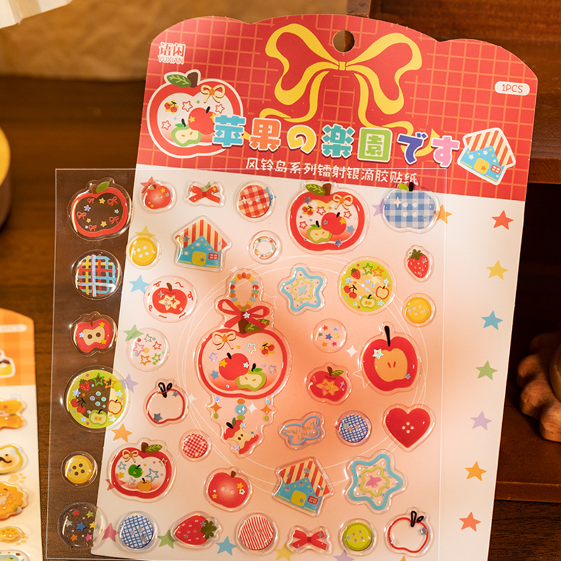 Resin Art Sticker - Laser Silver Resin Drop Sticker Sheet