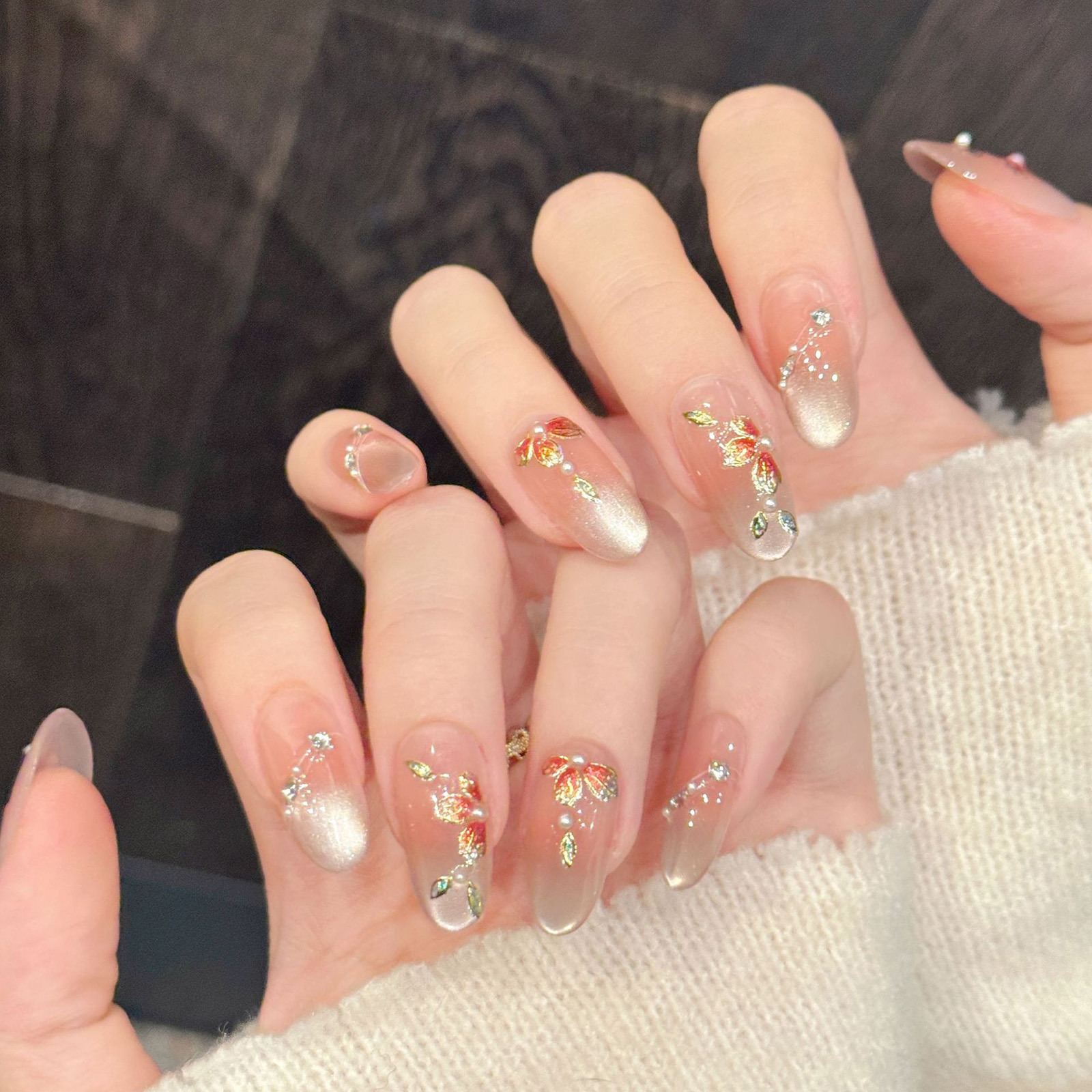 Resin Art Flower - 10pcs Handmade Fake Nails Press On