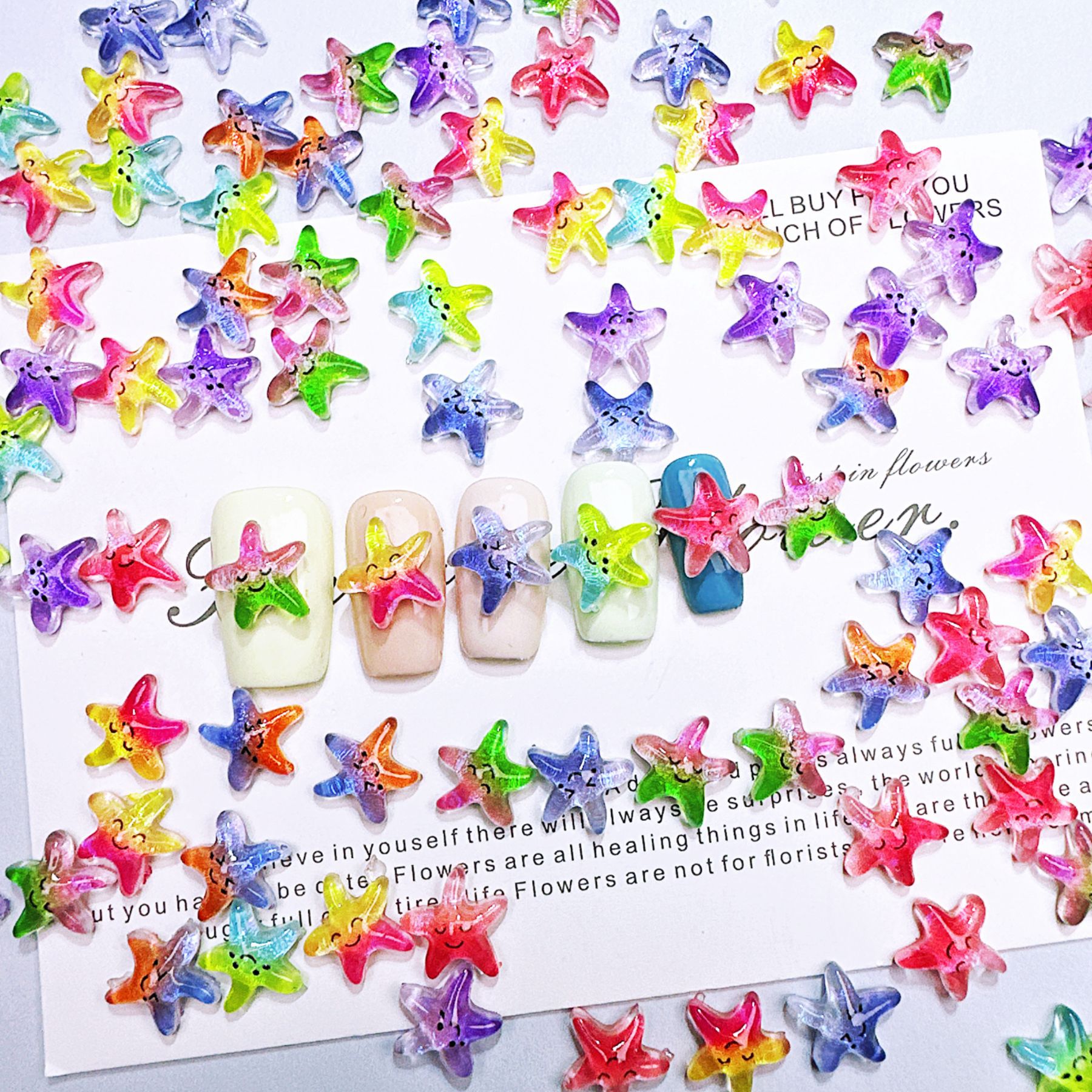 50Pcs Gradient Ocean Smiley St - مراجعة Resin Art Beach Theme وسعره