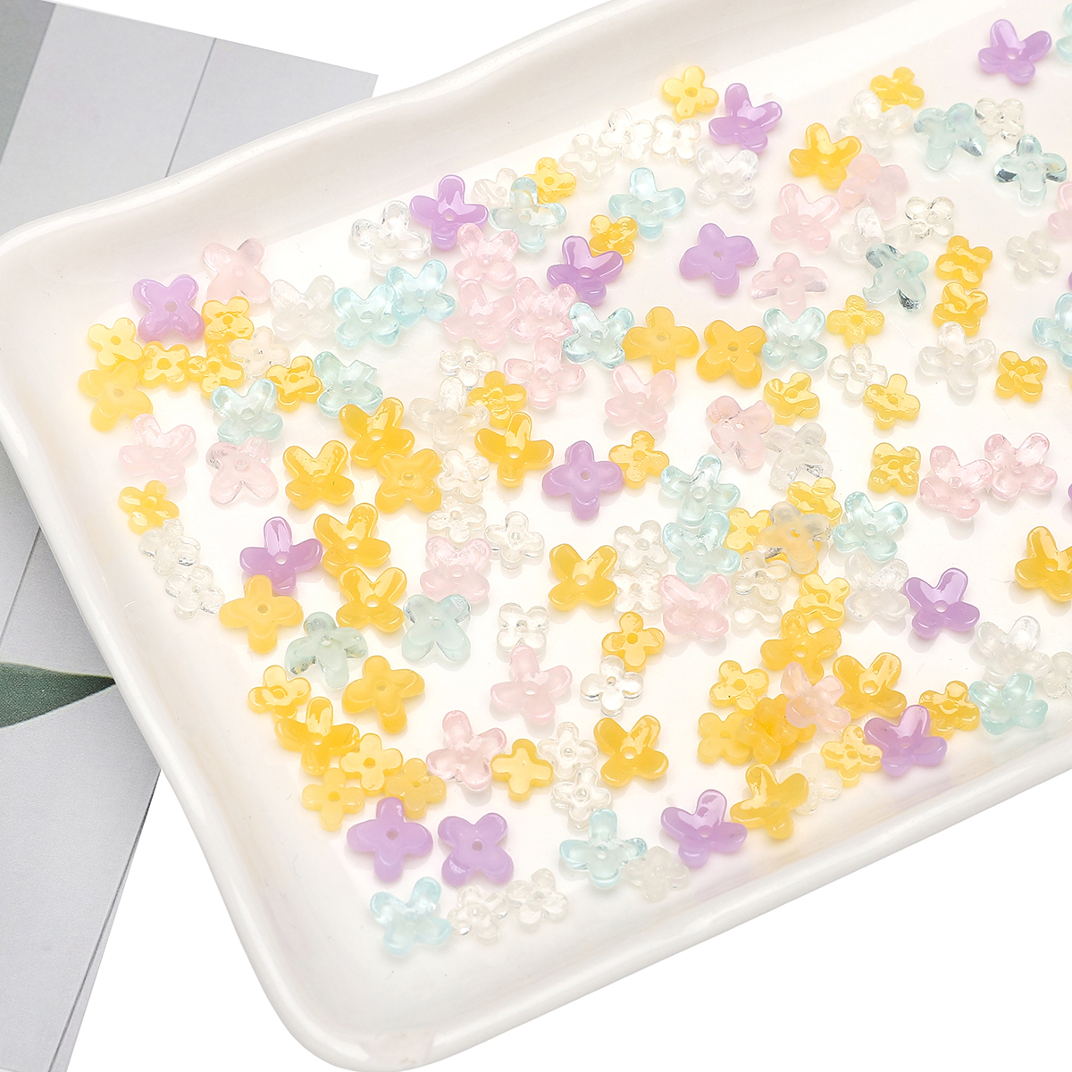 20pcs 5 7mm Resin 4 Petals Flo - مراجعة Resin Art Flower وسعره