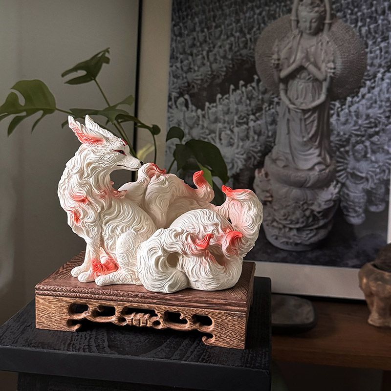 Nine-tailed fox ornaments fox  - مراجعة Resin Art Gift For Anniversary وسعره