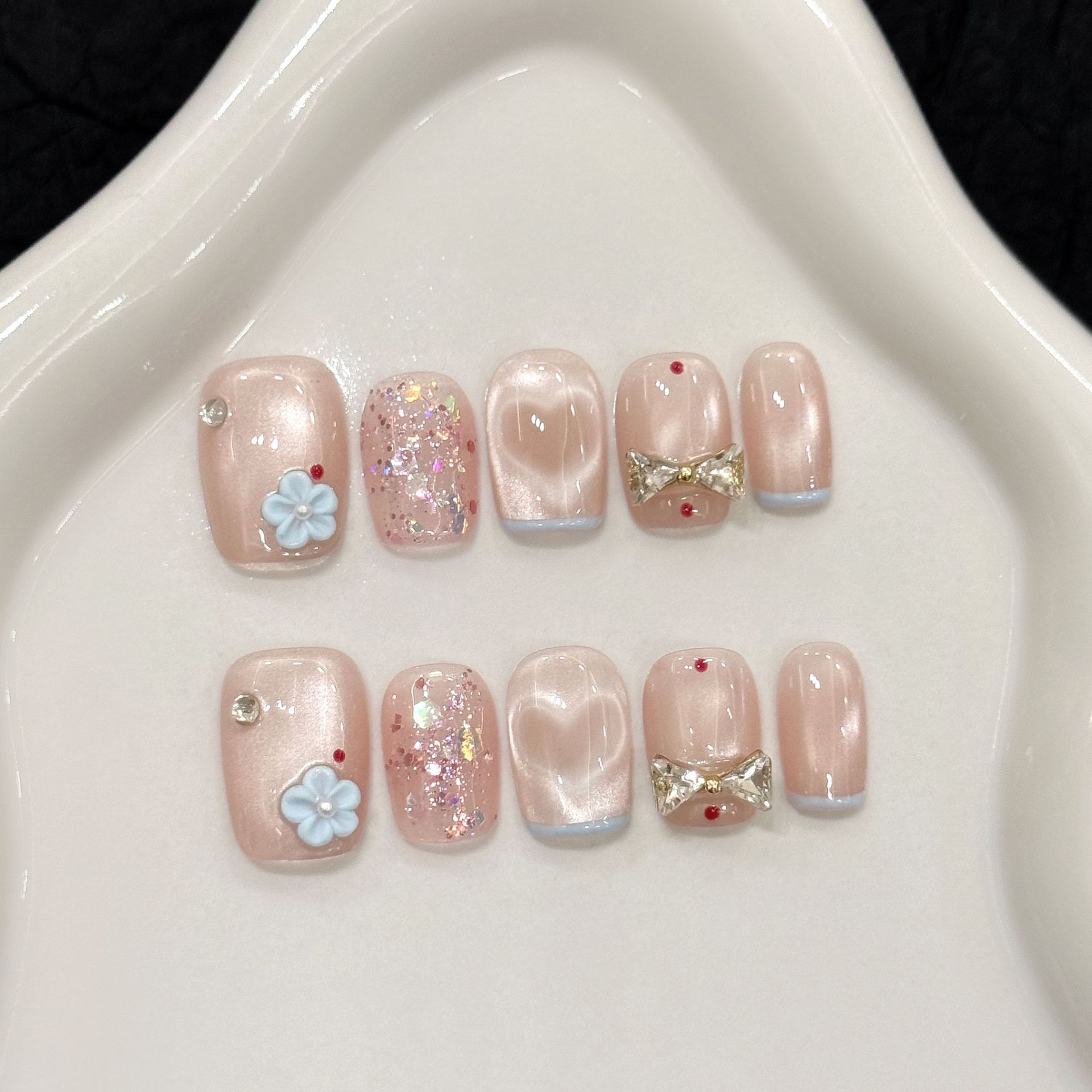10pcs Glitter Love Design Hand - مراجعة Resin Art Flower وسعره
