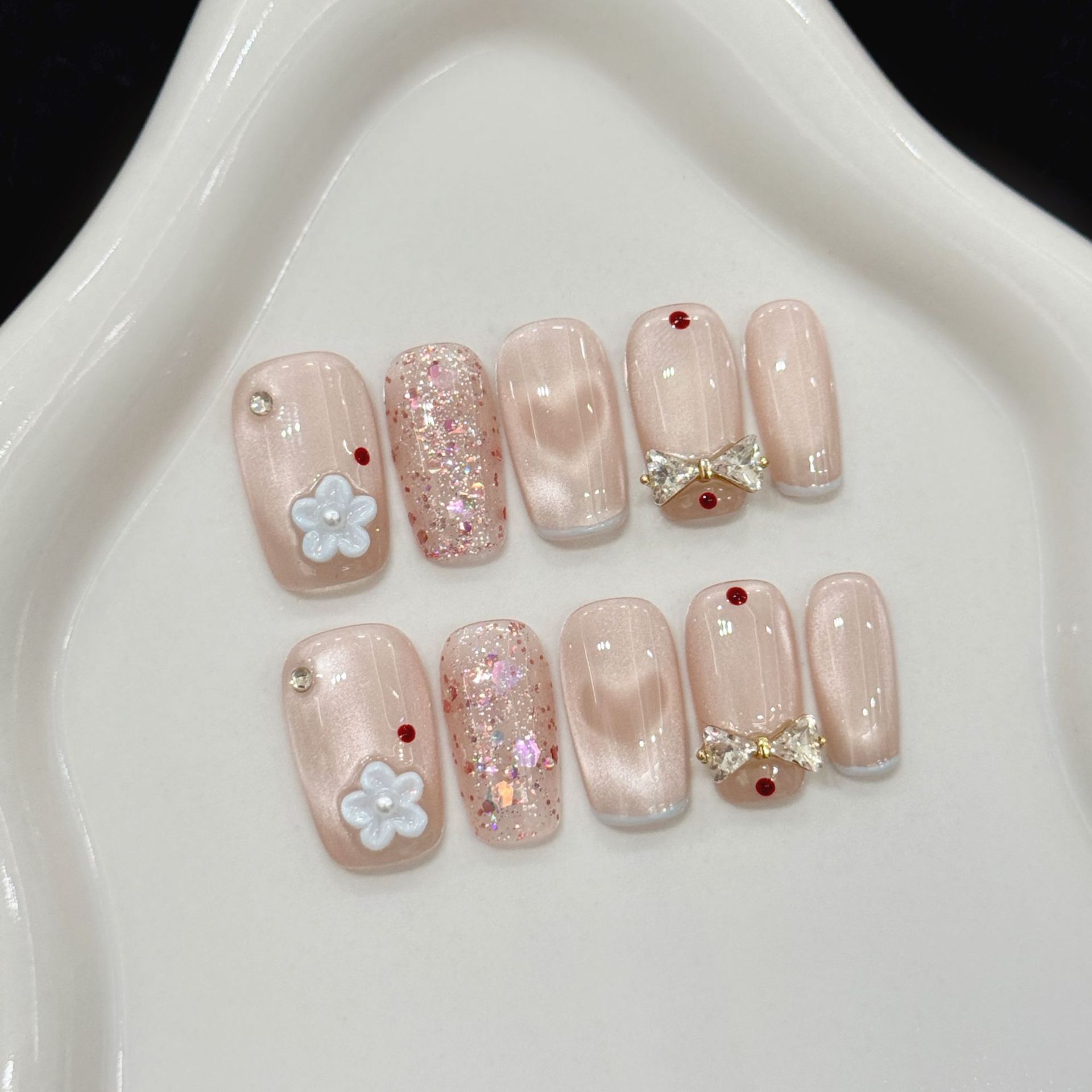 10pcs Glitter Love Design Hand - مراجعة Resin Art Flower وسعره