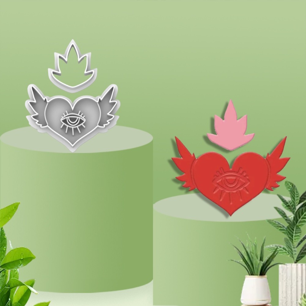 2pcs Flame Heart And Angel Win - مراجعة Coaster Mold Square وسعره