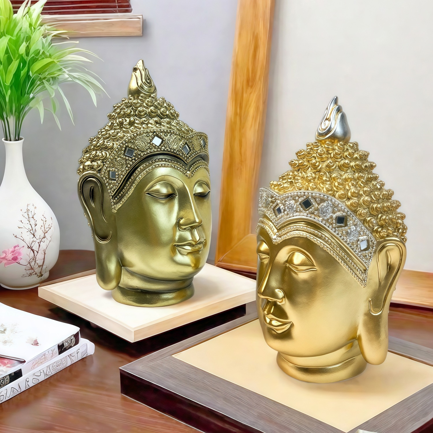 Sakyamuni Buddha Head Statue T - مراجعة Resin Art India وسعره
