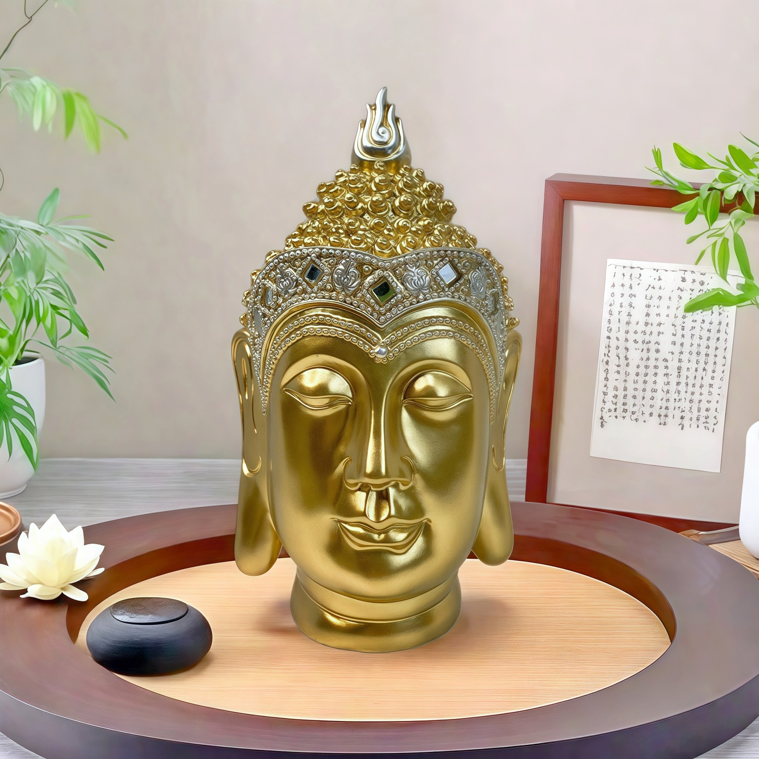 Sakyamuni Buddha Head Statue T - مراجعة Resin Art India وسعره