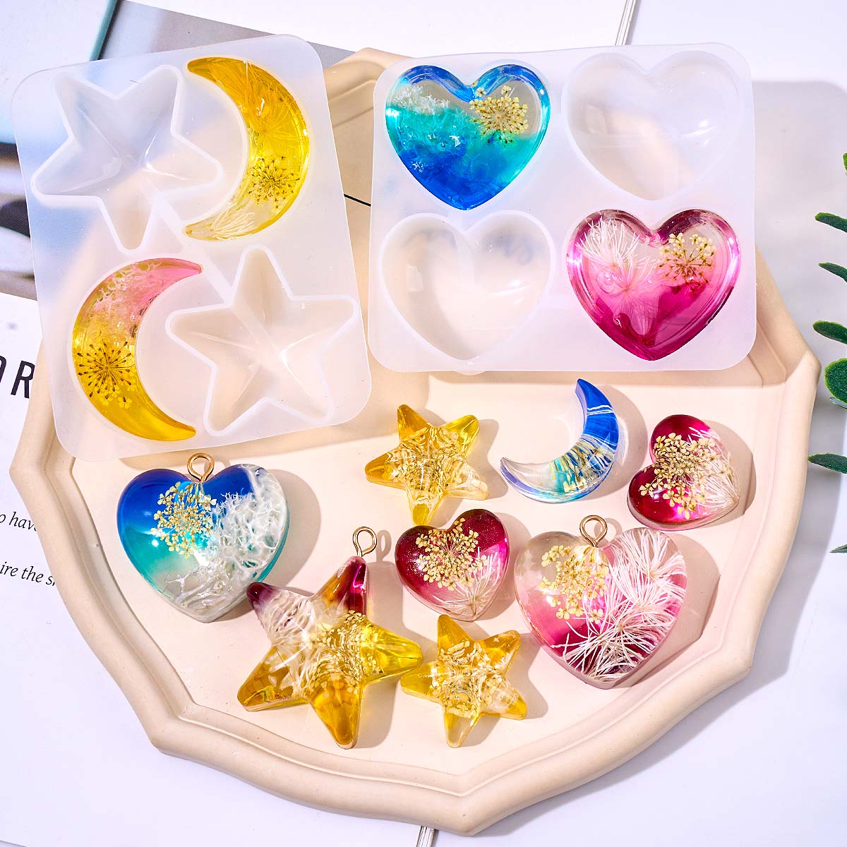 Heart Star Moon Pendant Silico - مراجعة Resin Art Acrylic وسعره