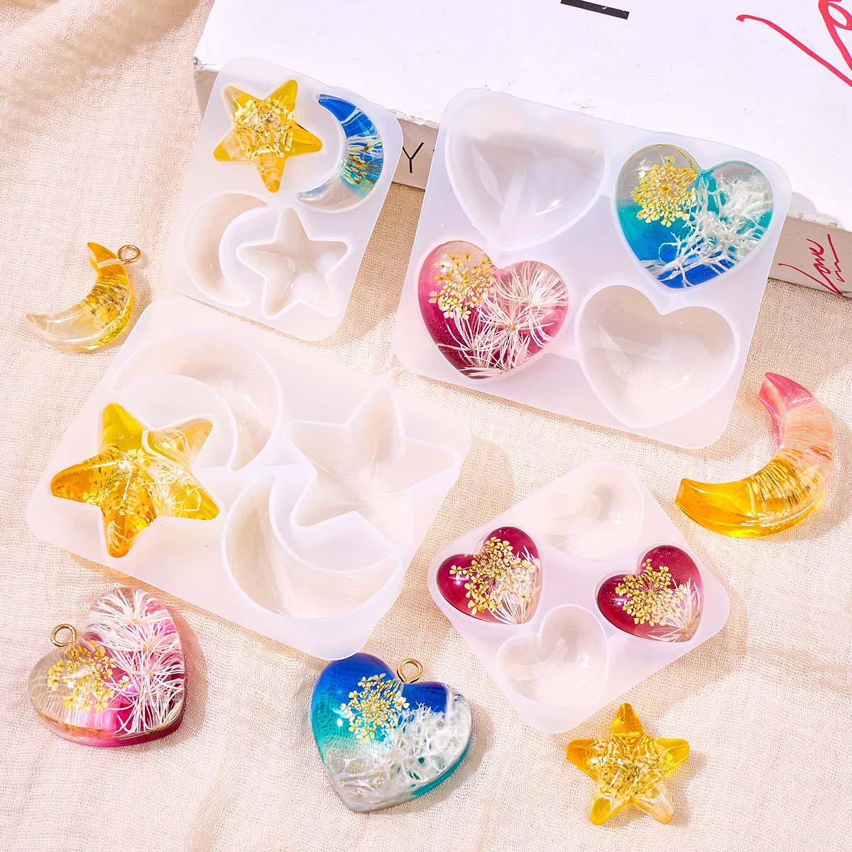 Heart Star Moon Pendant Silico - مراجعة Resin Art Acrylic وسعره
