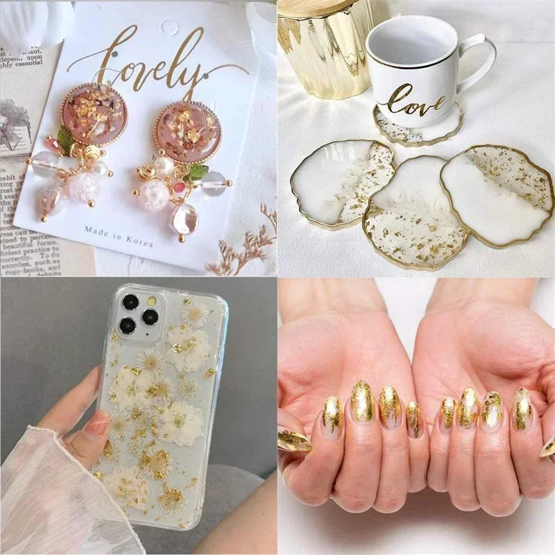 100Pcs Imitation Gold Foil She - مراجعة Resin Art Gift For Anniversary وسعره
