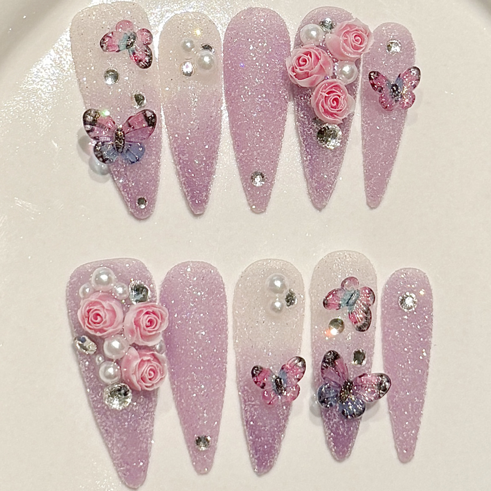10pcs Long Stiletto Handmade F - مراجعة Resin Art Flower وسعره