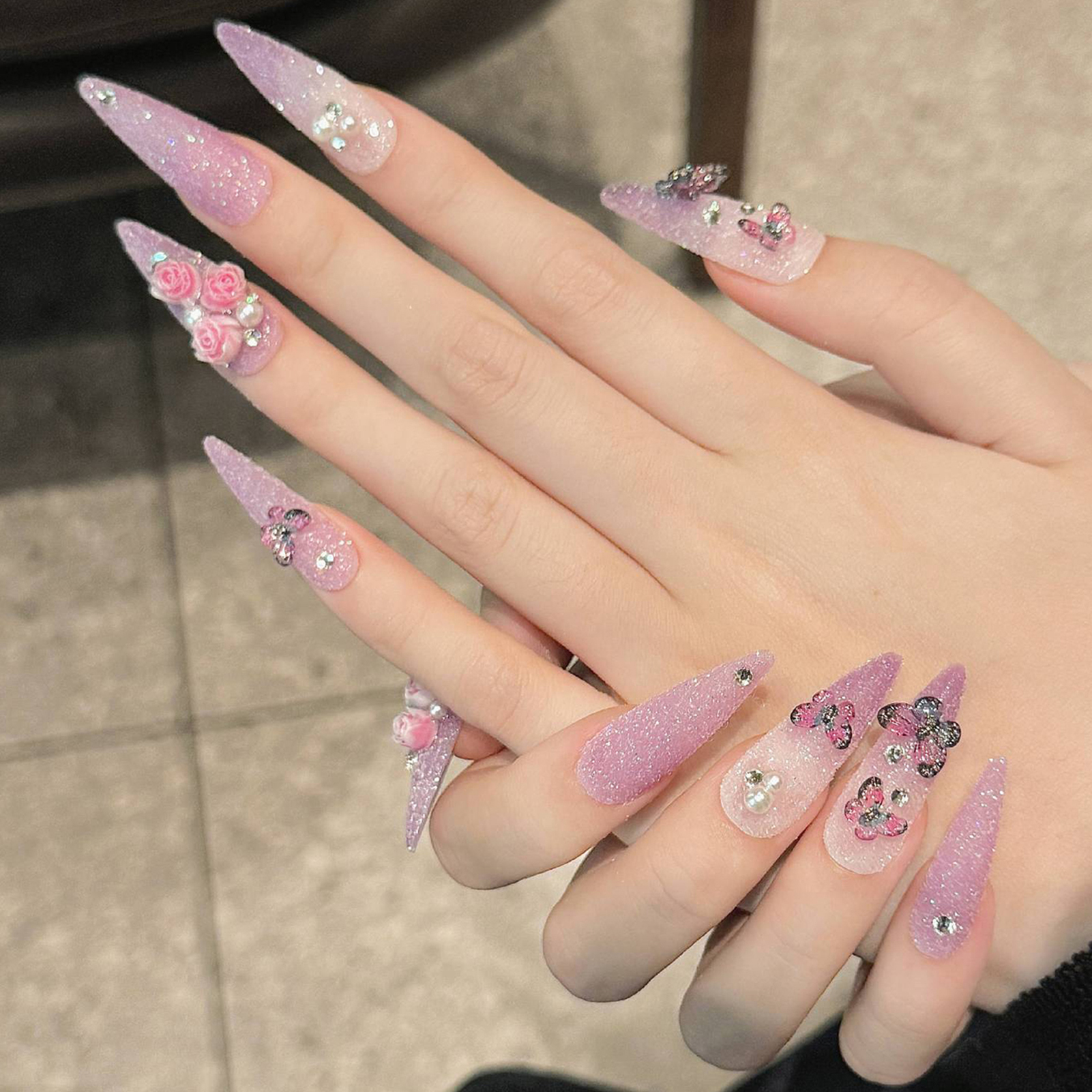 10pcs Long Stiletto Handmade F - مراجعة Resin Art Flower وسعره