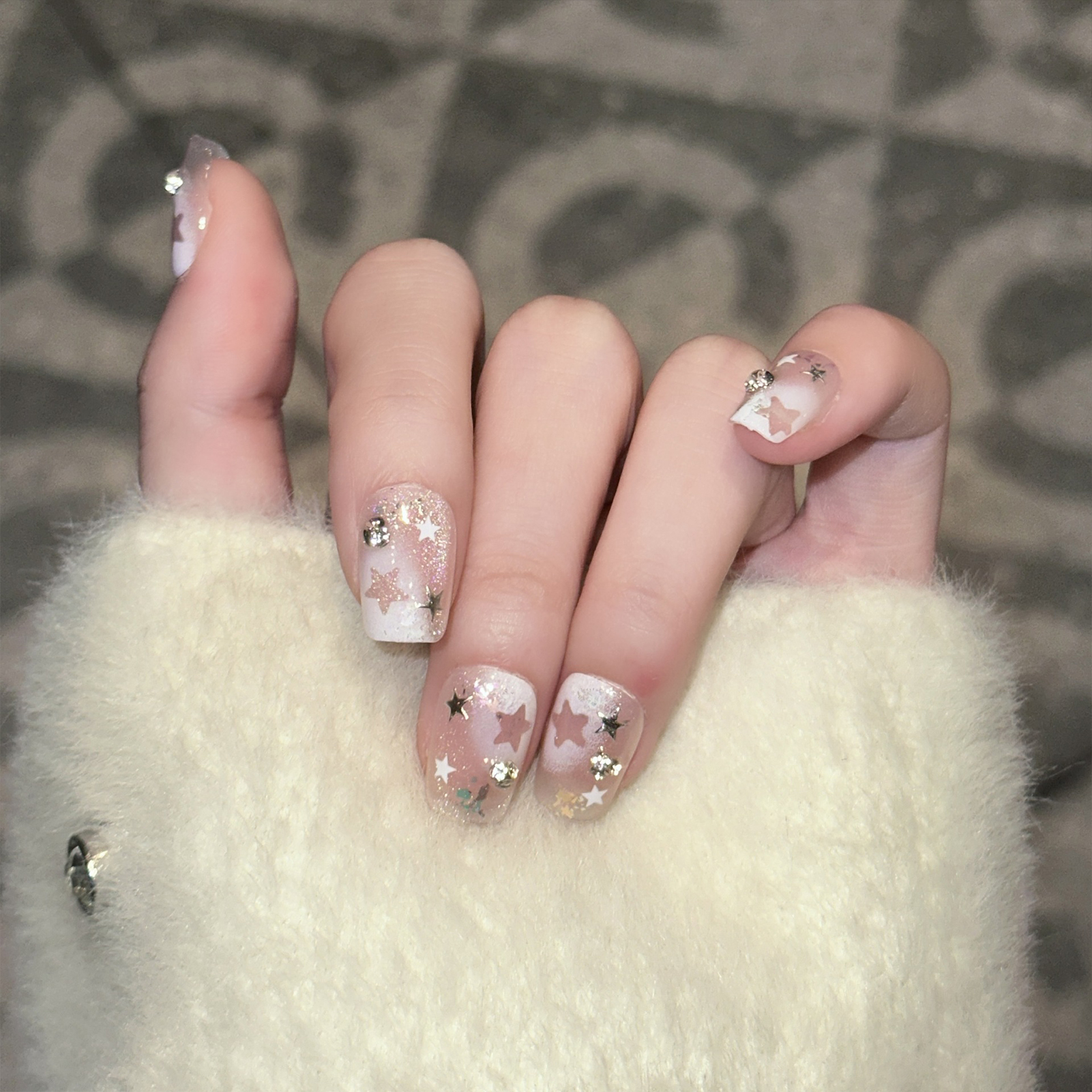 10PCS Short Square Fake Nails  - مراجعة Resin Art Flower وسعره