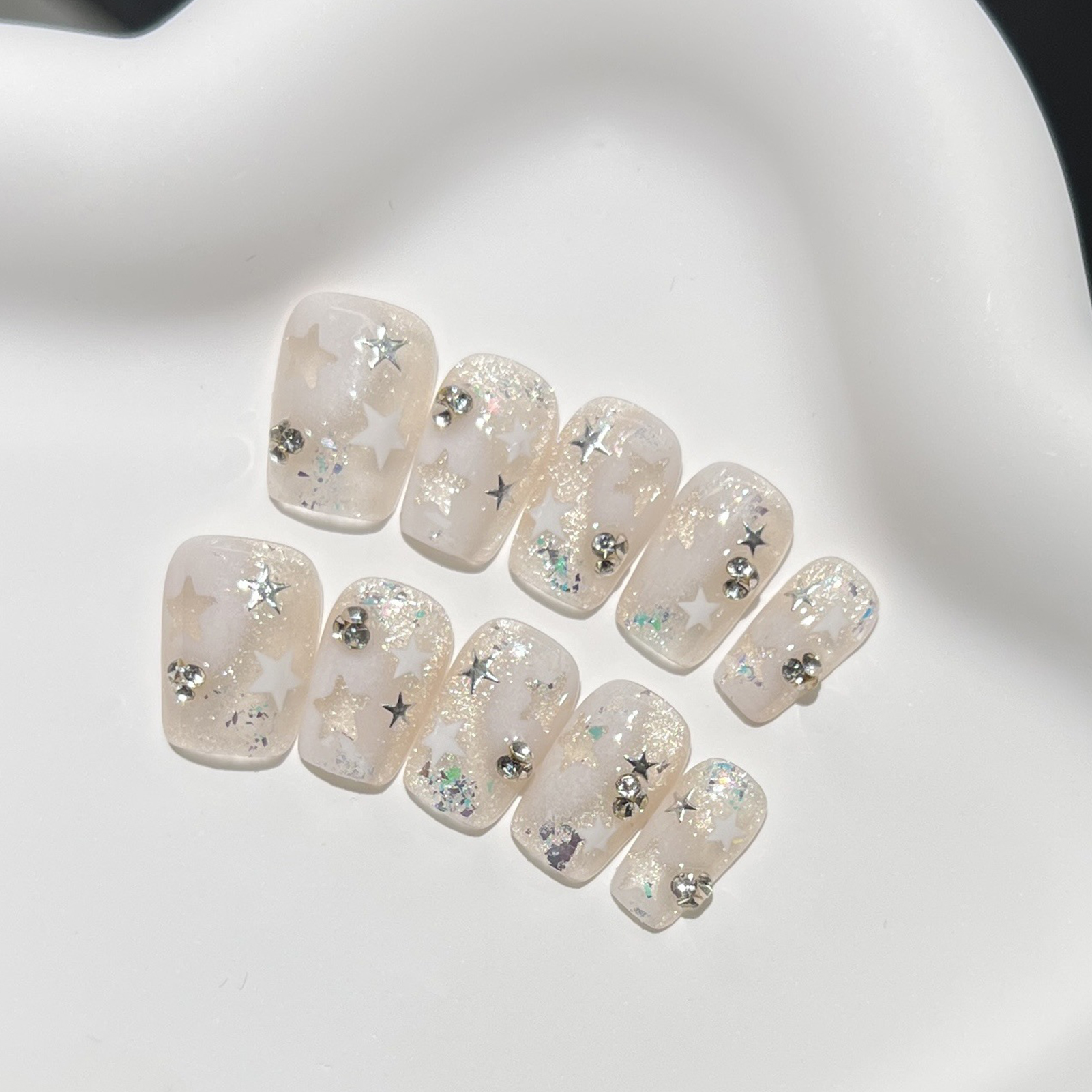 10PCS Short Square Fake Nails  - مراجعة Resin Art Flower وسعره