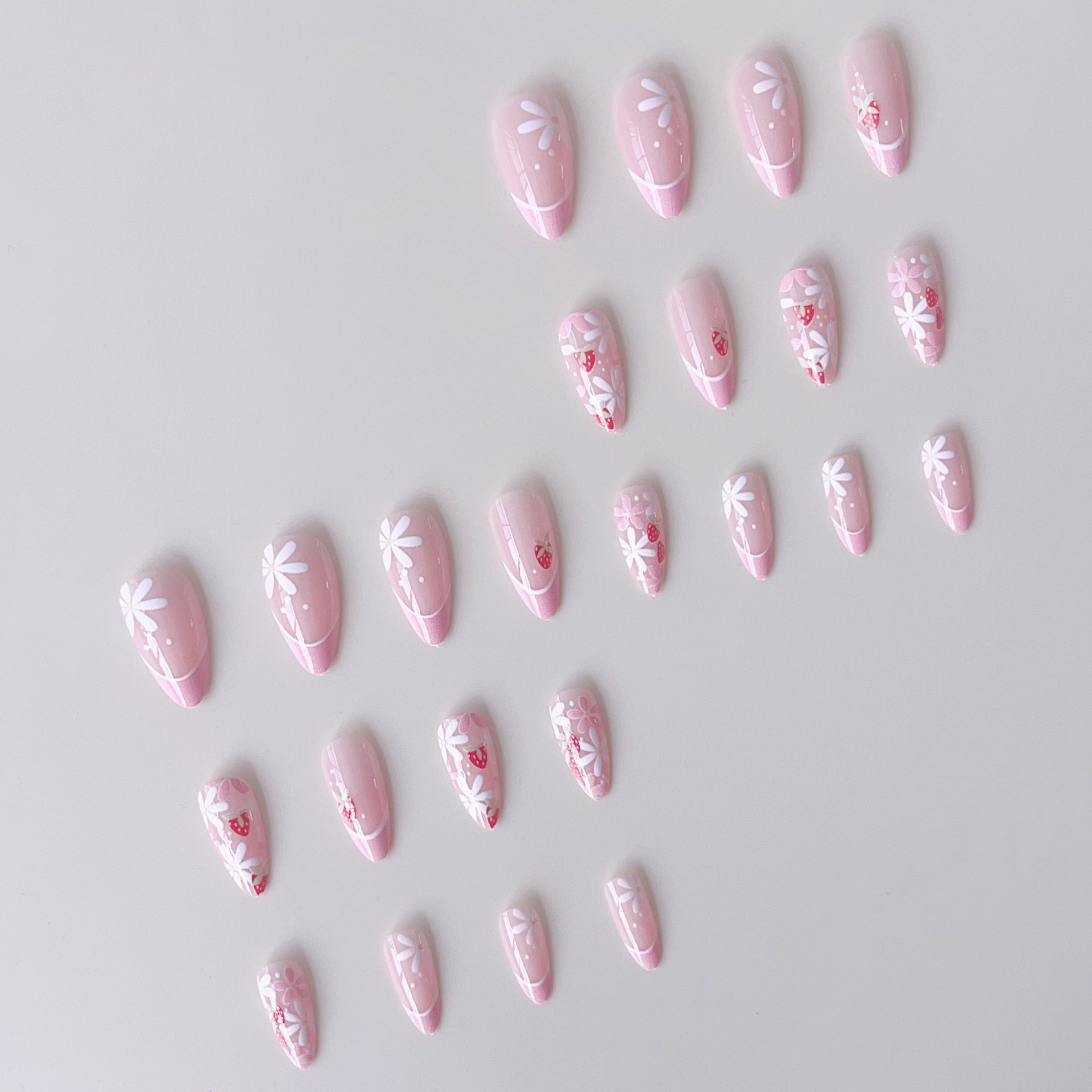 24pcs Ins Short Almond False N - مراجعة Resin Art Flower وسعره