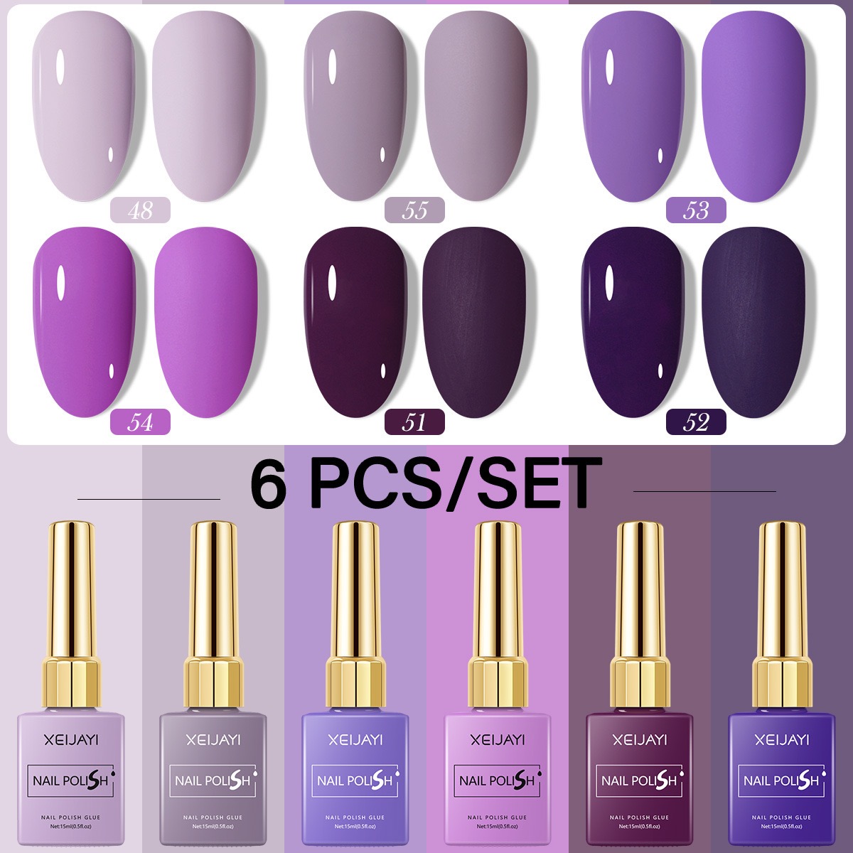 6PCS/SET 15ml Gel Nail Polish  - مراجعة Resin Art Purple وسعره