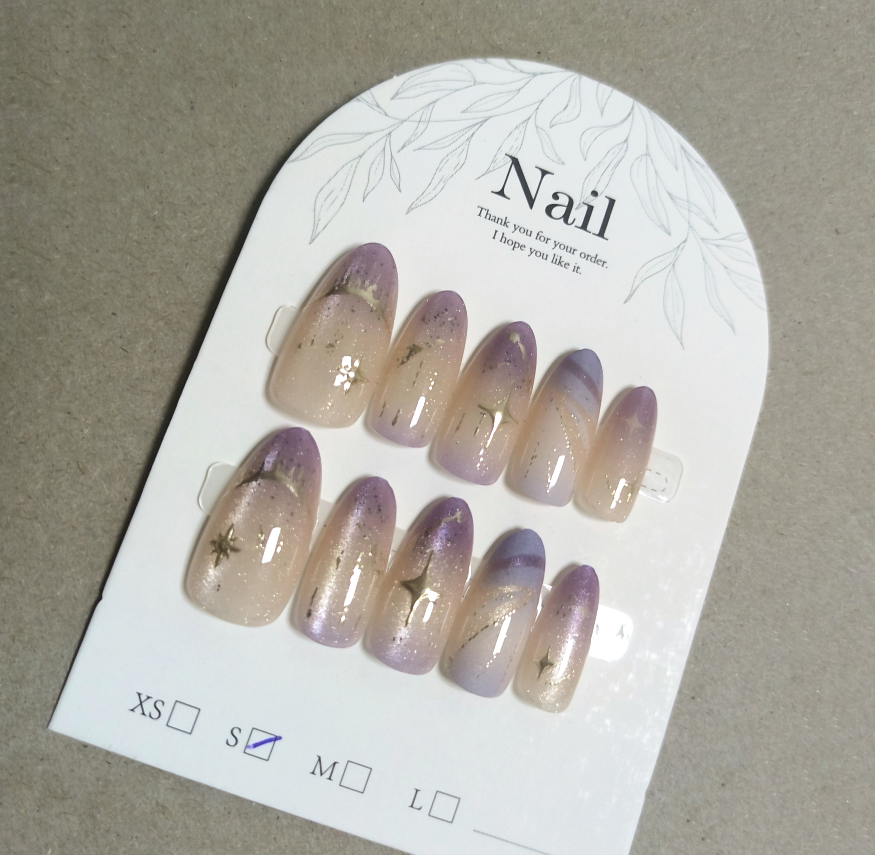10pcs Cat Eye Purple False Nai - مراجعة Resin Art Purple وسعره