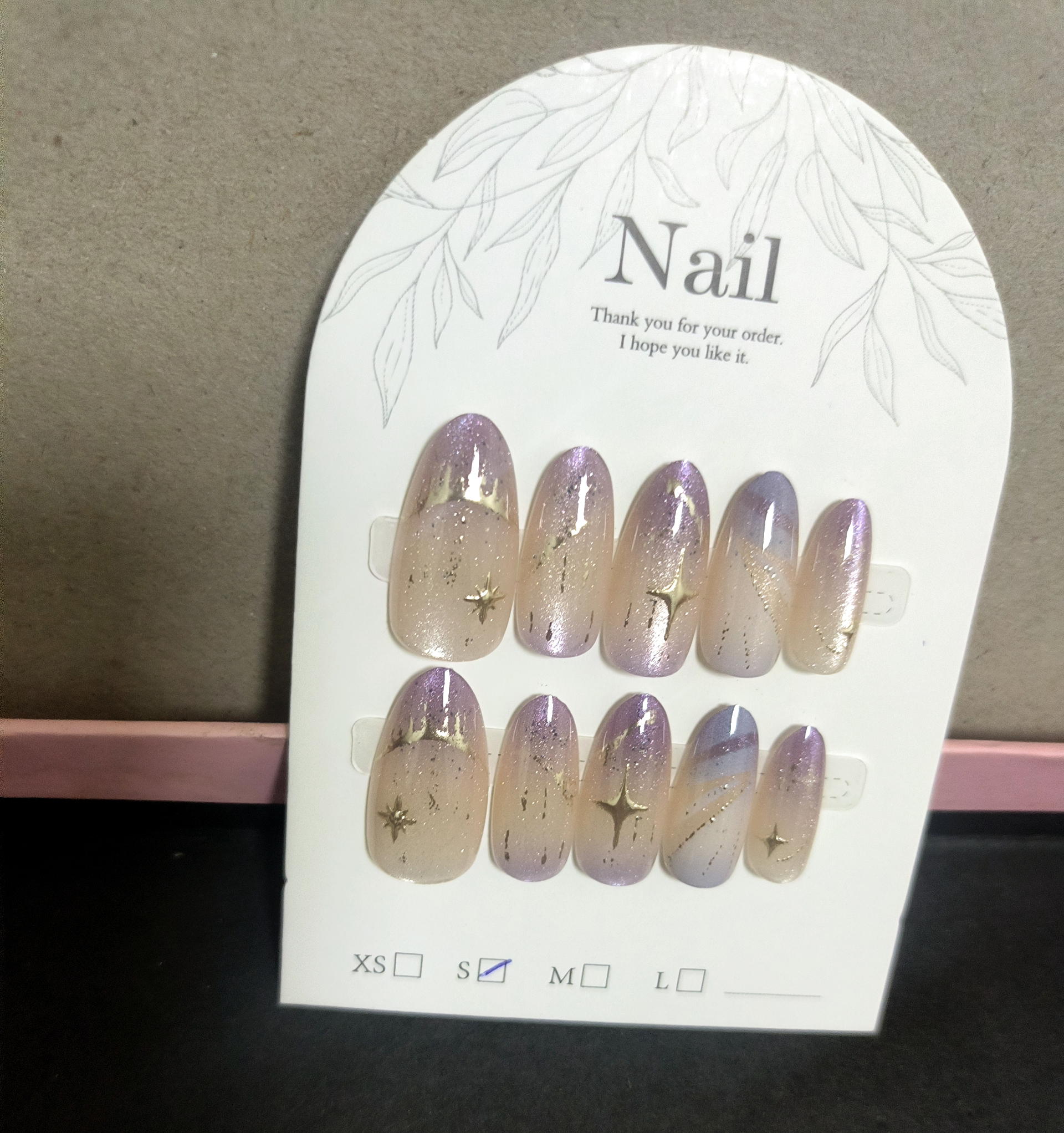 10pcs Cat Eye Purple False Nai - مراجعة Resin Art Purple وسعره