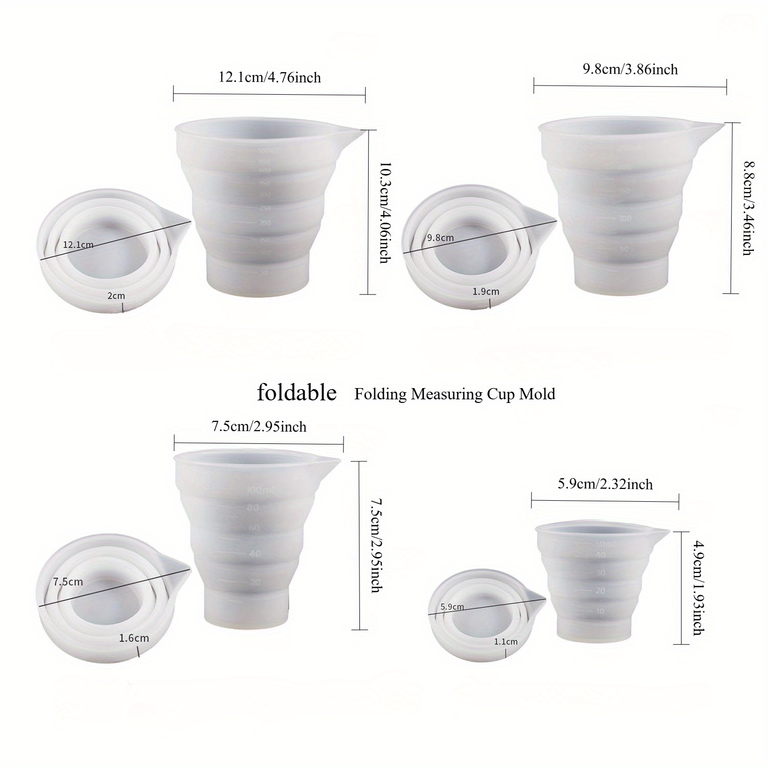 50-500ml Foldable Silicone Mea - مراجعة Resin Mixing Cup وسعره