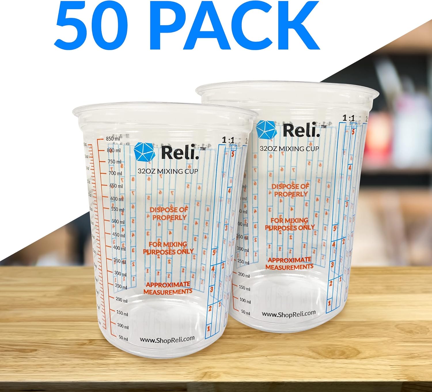 50 Pcs 32oz Disposable Paint M - مراجعة Resin Mixing Cup وسعره