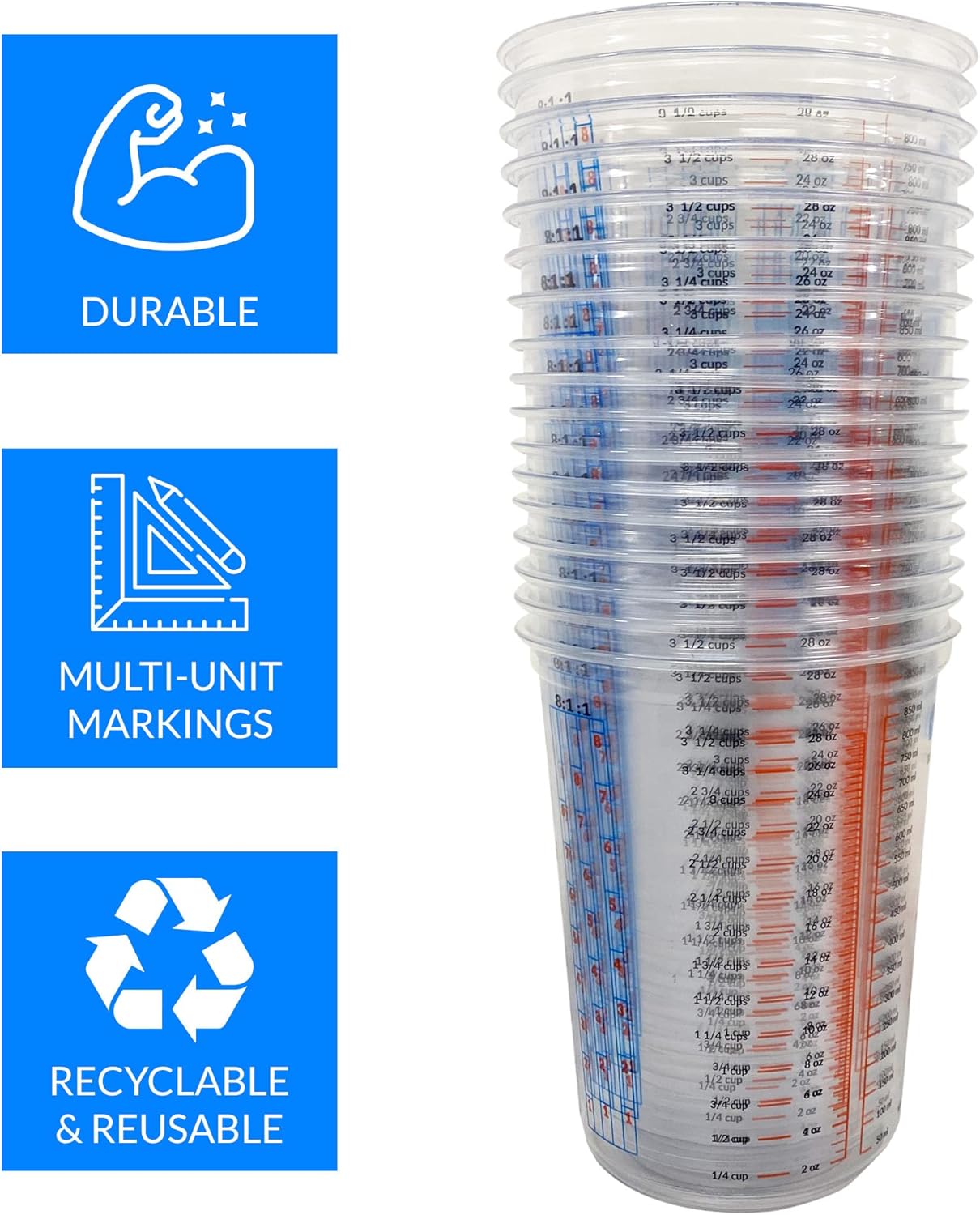 50 Pcs 32oz Disposable Paint M - مراجعة Resin Mixing Cup وسعره