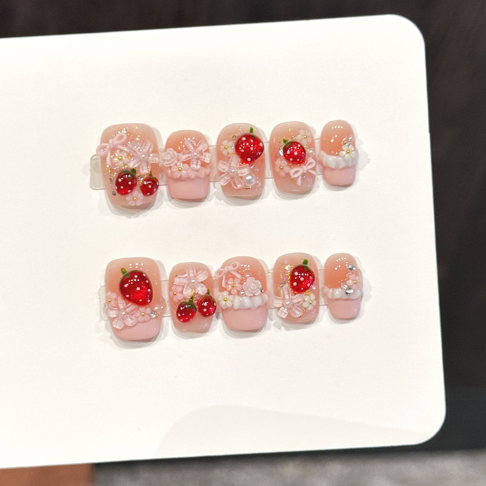 10pcs Cute Red Strawberry Pres - مراجعة Resin Art Flower وسعره
