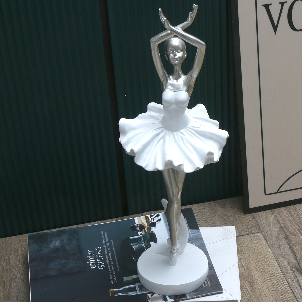 Silver Ballerina Statue - Mode - مراجعة Resin Art Table Top وسعره
