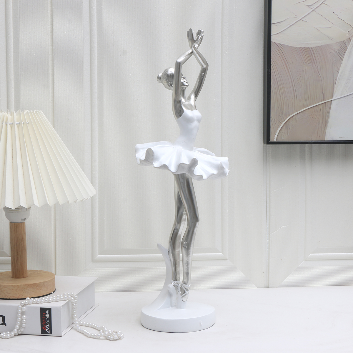 Silver Ballerina Statue - Mode - مراجعة Resin Art Table Top وسعره
