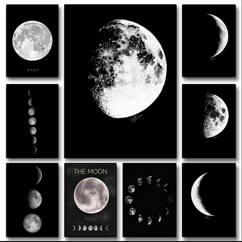 Black White Art Moon Phase Pos - مراجعة Resin Art Aesthetic وسعره