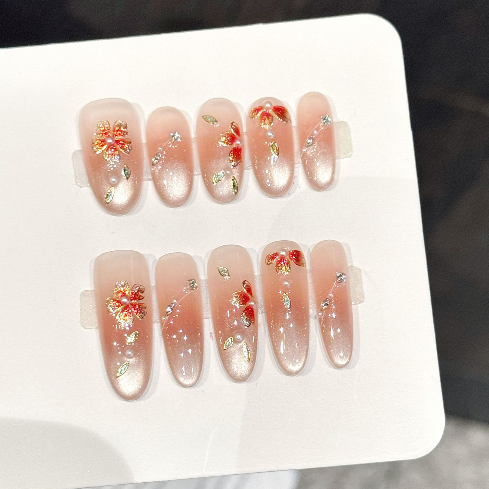 10pcs Handmade Fake Nails Pres - مراجعة Resin Art Flower وسعره