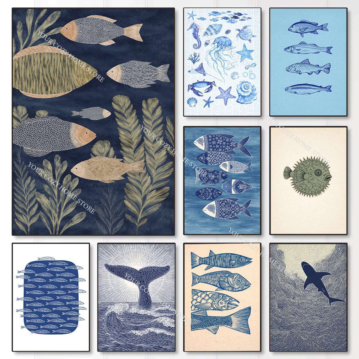 Minimalist Nautical Fish and W - مراجعة Resin Art Beach Theme وسعره